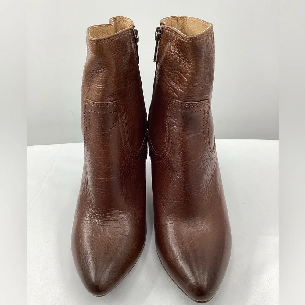 Frye Carson Cognac Dark Brown Leather Wedge Boots